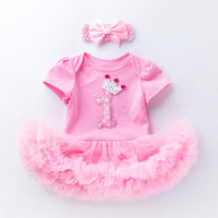 Load image into Gallery viewer, Baby Girls Letters Cartoon Star Bow Print Birthday Dresses Wholesale 22052408
