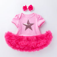 Load image into Gallery viewer, Baby Girls Letters Cartoon Star Bow Print Birthday Dresses Wholesale 22052408
