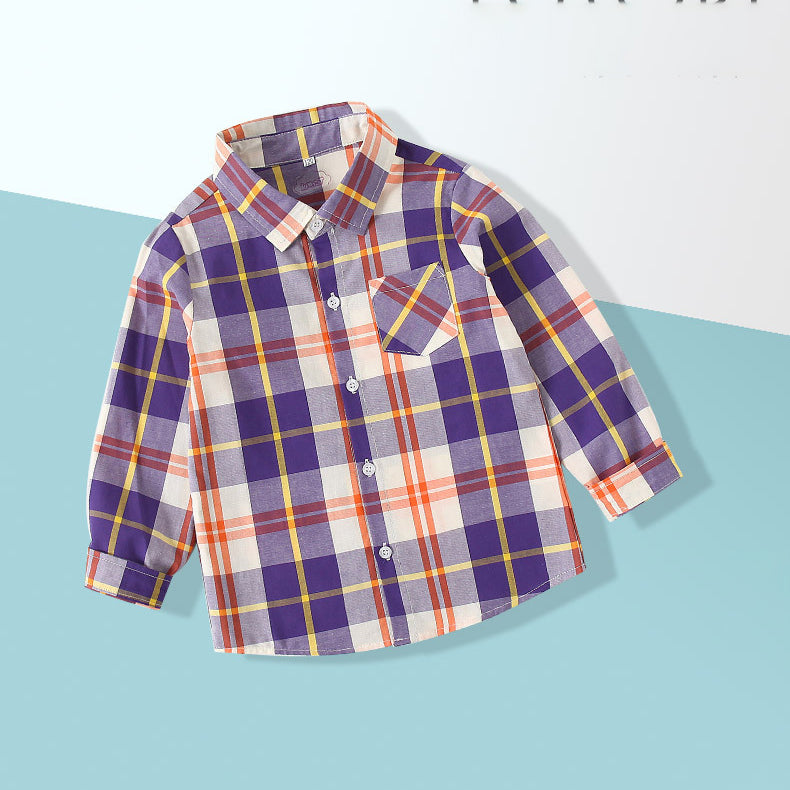 Baby Kid Boys Color-blocking Checked Shirts Wholesale 220524100