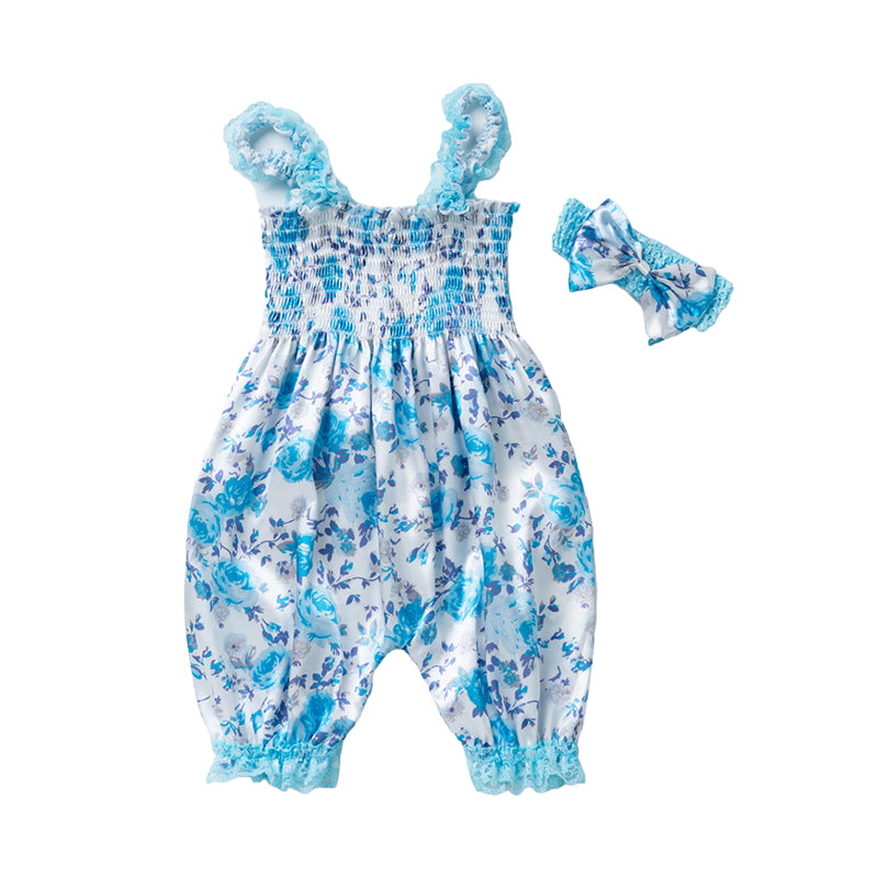 Baby Girls Flower Print Jumpsuits Wholesale 220524103