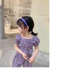 Load image into Gallery viewer, 2 Pieces Set Kid Girls Flower Checked Print Tops And Pants Wholesale 220524109
