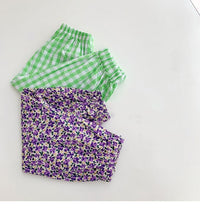 Load image into Gallery viewer, 2 Pieces Set Kid Girls Flower Checked Print Tops And Pants Wholesale 220524109
