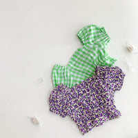 Load image into Gallery viewer, 2 Pieces Set Kid Girls Flower Checked Print Tops And Pants Wholesale 220524109
