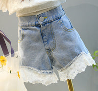 Load image into Gallery viewer, 2 Pieces Set Kid Girls Flower Embroidered Tops And Lace Shorts Wholesale 220524119
