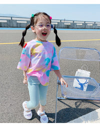 Load image into Gallery viewer, 2 Pieces Set Baby Kid Girls Tie Dye T-Shirts And Solid Color Pants Leggings Wholesale 220524141
