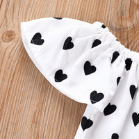 Load image into Gallery viewer, 3 Pieces Set Kid Girls Bow Headwear Love heart Blouses And Solid Color Shorts Wholesale 220524142
