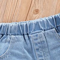 Load image into Gallery viewer, 3 Pieces Set Kid Girls Bow Headwear Love heart Blouses And Solid Color Shorts Wholesale 220524142
