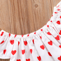 Load image into Gallery viewer, 3 Pieces Set Kid Girls Bow Headwear Love heart Blouses And Solid Color Shorts Wholesale 220524142
