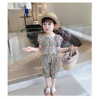 Load image into Gallery viewer, 2 Pieces Set Baby Kid Girls Flower Blouses And Pants Wholesale 220524144
