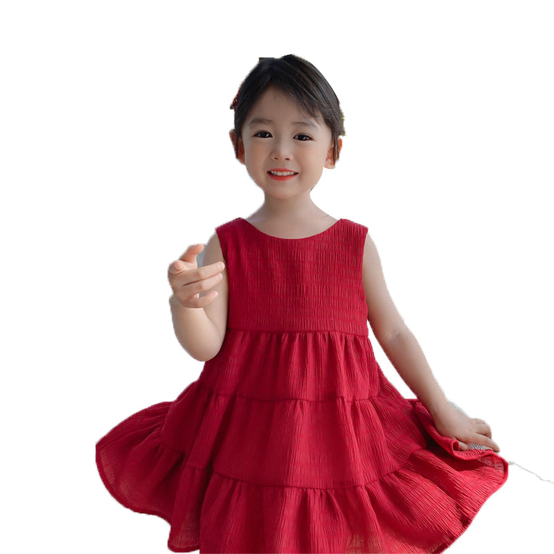 Kid Girls Solid Color Dresses Wholesale 220524148