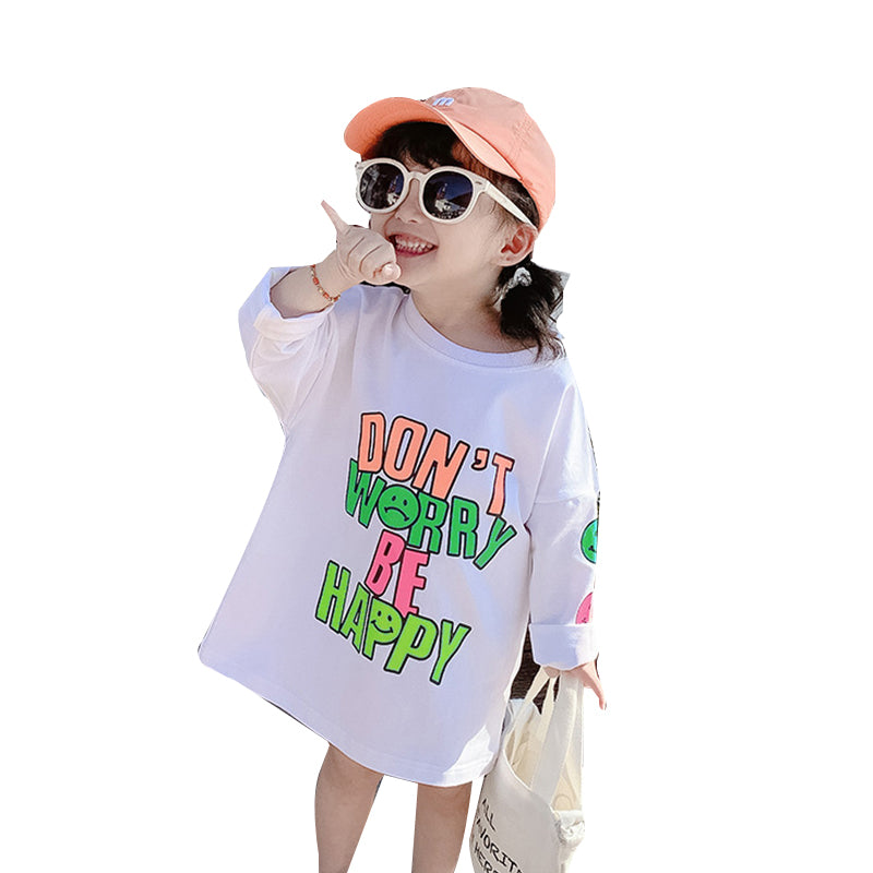 Kid Girls Letters Expression Print Dresses Wholesale 220524162