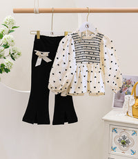 Load image into Gallery viewer, 2 Pieces Set Kid Girls Love heart Print Blouses And Bow Pants Wholesale 220524167
