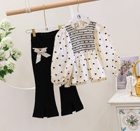 Load image into Gallery viewer, 2 Pieces Set Kid Girls Love heart Print Blouses And Bow Pants Wholesale 220524167
