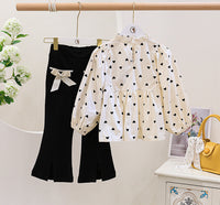 Load image into Gallery viewer, 2 Pieces Set Kid Girls Love heart Print Blouses And Bow Pants Wholesale 220524167
