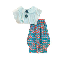 Load image into Gallery viewer, 2 Pieces Set Kid Girls Cartoon Print Pants And Solid Color Tops Wholesale 220524169
