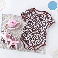 Load image into Gallery viewer, 3 Pieces Set Baby Girls Flower Leopard Star Zebra Print Rompers And Bow Shoes And Headwear Wholesale 22052417
