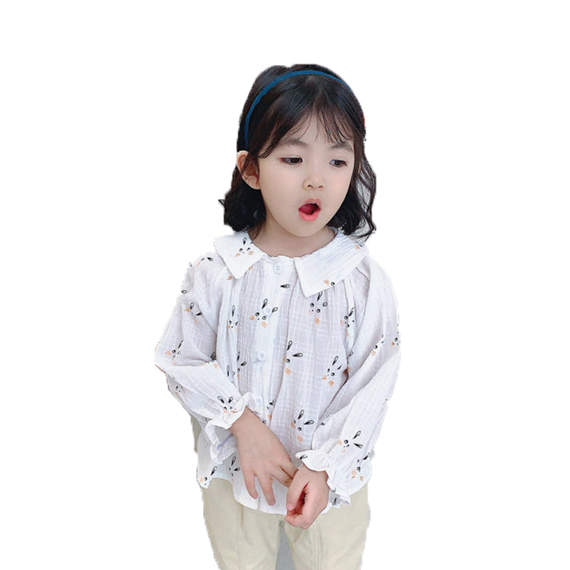 Kid Girls Animals Cartoon Print Blouses And Solid Color Pants Wholesale 220524170