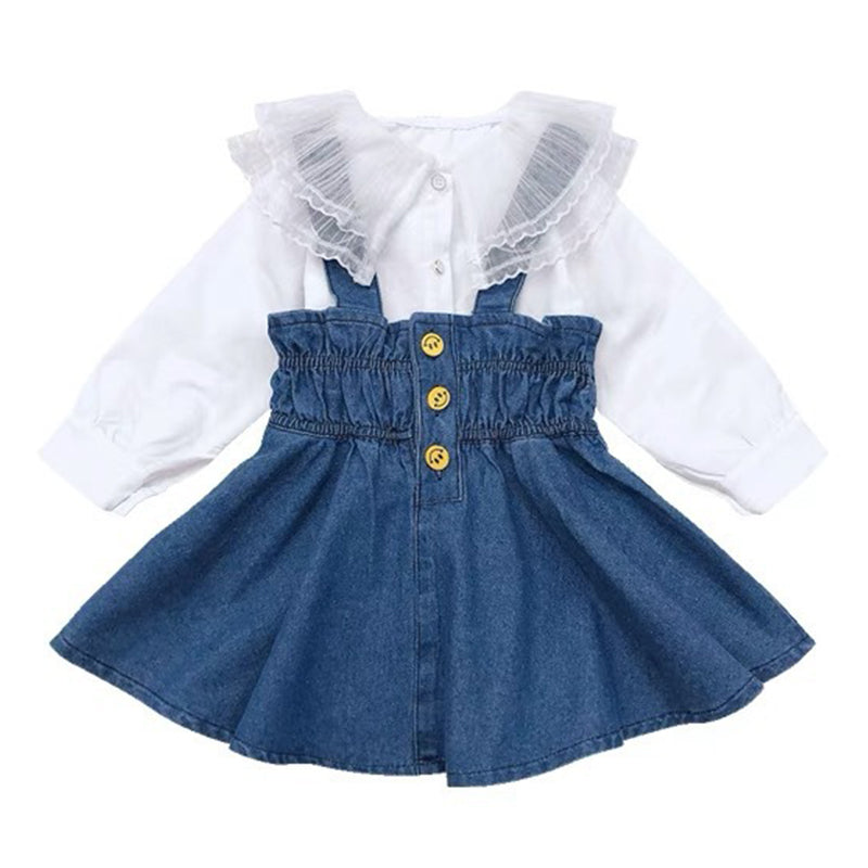 2 Pieces Set Baby Kid Girls Solid Color Blouses And Dresses Wholesale 220524177