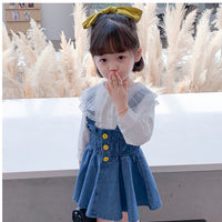 Load image into Gallery viewer, 2 Pieces Set Baby Kid Girls Solid Color Blouses And Dresses Wholesale 220524177
