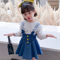 Load image into Gallery viewer, 2 Pieces Set Baby Kid Girls Solid Color Blouses And Dresses Wholesale 220524177
