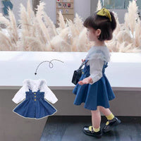 Load image into Gallery viewer, 2 Pieces Set Baby Kid Girls Solid Color Blouses And Dresses Wholesale 220524177
