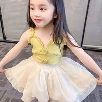 Load image into Gallery viewer, 2 Pieces Set Kid Girls Solid Color Tank Tops And Skirts Wholesale 220524183
