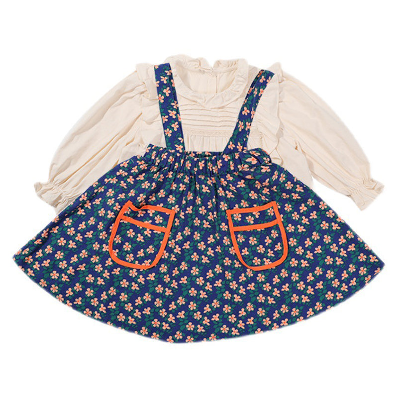 2 Pieces Set Baby Kid Girls Solid Color Blouses And Flower Skirts Wholesale 220524184