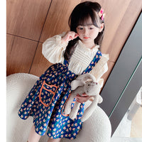 Load image into Gallery viewer, 2 Pieces Set Baby Kid Girls Solid Color Blouses And Flower Skirts Wholesale 220524184
