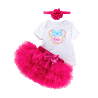 Load image into Gallery viewer, 3 Pieces Set Baby Girls Dressy Bow Headwear Print T-Shirts And Color-blocking Skirts Wholesale 220524185
