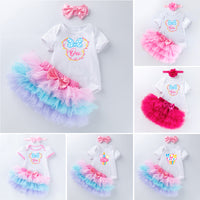 Load image into Gallery viewer, 3 Pieces Set Baby Girls Dressy Bow Headwear Print T-Shirts And Color-blocking Skirts Wholesale 220524185
