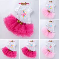 Load image into Gallery viewer, 3 Pieces Set Baby Girls Dressy Bow Headwear Print T-Shirts And Color-blocking Skirts Wholesale 220524185
