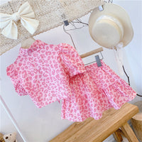 Load image into Gallery viewer, 2 Pieces Set Baby Kid Girls Leopard Print Tops And Skirts Wholesale 220524190
