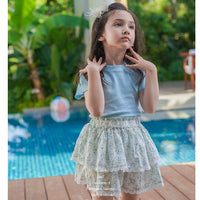 Load image into Gallery viewer, 2 Pieces Set Baby Kid Girls Solid Color T-Shirts Flower And Lace Shorts Wholesale 220524191
