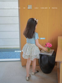 Load image into Gallery viewer, 2 Pieces Set Baby Kid Girls Solid Color T-Shirts Flower And Lace Shorts Wholesale 220524191
