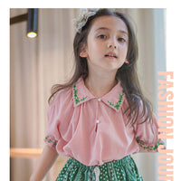 Load image into Gallery viewer, 2 Pieces Set Baby Kid Girls Embroidered Print Tops And Pants Wholesale 220524192
