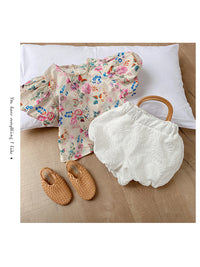 Load image into Gallery viewer, 2 Pieces Set Baby Kid Girls Flower Print Tops And Solid Color Shorts Wholesale 220524198
