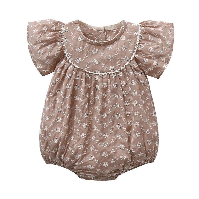 Baby Girls Flower Embroidered Rompers Wholesale 220524209