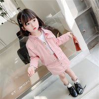 Load image into Gallery viewer, 2 Pieces Set Kid Girls Solid Color Jackets&amp;Outwears And Skirts Wholesale 220524219
