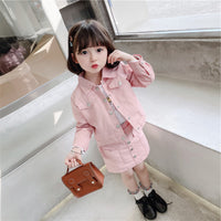 Load image into Gallery viewer, 2 Pieces Set Kid Girls Solid Color Jackets&amp;Outwears And Skirts Wholesale 220524219
