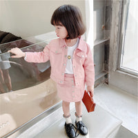 Load image into Gallery viewer, 2 Pieces Set Kid Girls Solid Color Jackets&amp;Outwears And Skirts Wholesale 220524219
