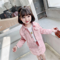 Load image into Gallery viewer, 2 Pieces Set Kid Girls Solid Color Jackets&amp;Outwears And Skirts Wholesale 220524219
