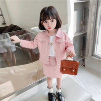 Load image into Gallery viewer, 2 Pieces Set Kid Girls Solid Color Jackets&amp;Outwears And Skirts Wholesale 220524219
