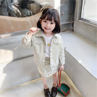 Load image into Gallery viewer, 2 Pieces Set Kid Girls Solid Color Jackets&amp;Outwears And Skirts Wholesale 220524219
