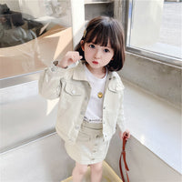 Load image into Gallery viewer, 2 Pieces Set Kid Girls Solid Color Jackets&amp;Outwears And Skirts Wholesale 220524219
