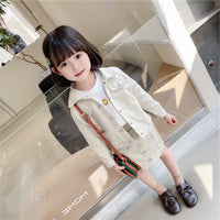 Load image into Gallery viewer, 2 Pieces Set Kid Girls Solid Color Jackets&amp;Outwears And Skirts Wholesale 220524219
