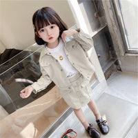 Load image into Gallery viewer, 2 Pieces Set Kid Girls Solid Color Jackets&amp;Outwears And Skirts Wholesale 220524219
