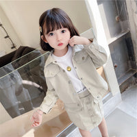 Load image into Gallery viewer, 2 Pieces Set Kid Girls Solid Color Jackets&amp;Outwears And Skirts Wholesale 220524219
