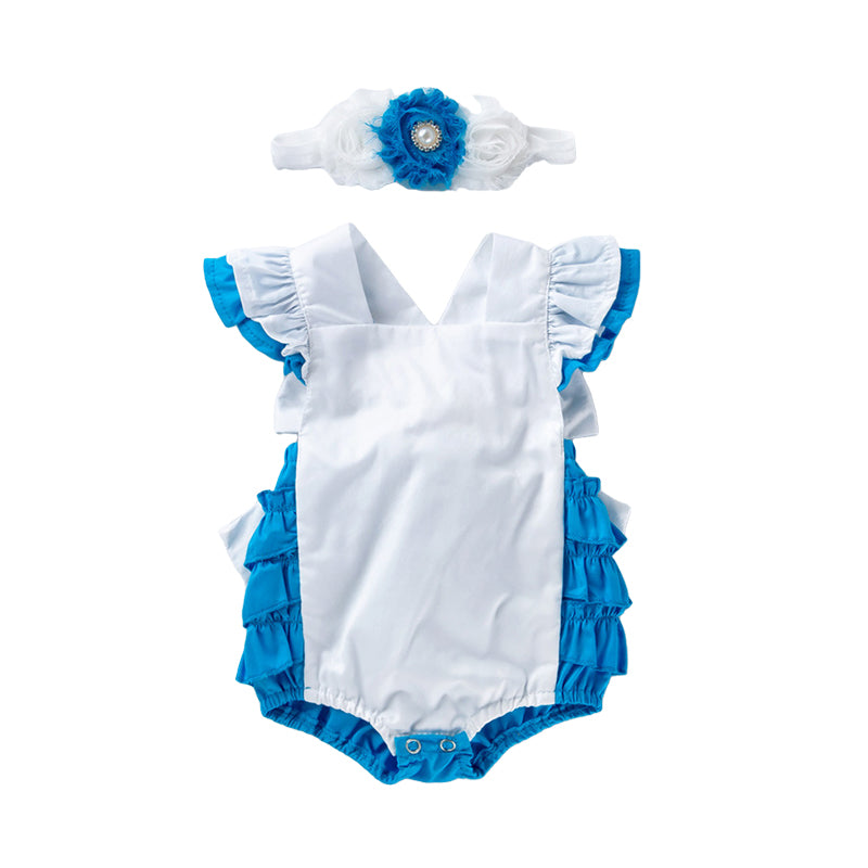 Baby Girls Color-blocking Rompers And Accessories Headwear Wholesale 22052422