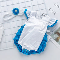 Load image into Gallery viewer, Baby Girls Color-blocking Rompers And Accessories Headwear Wholesale 22052422
