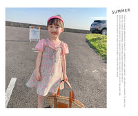 Load image into Gallery viewer, 2 Pieces Set Kid Girls Flower Bow Print Dresses And Tops Wholesale 220524220
